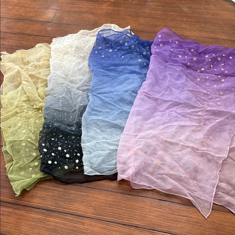 BUNDLE of 4 Colorful Silk Blend Sheer Scarves Sets